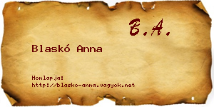 Blaskó Anna névjegykártya